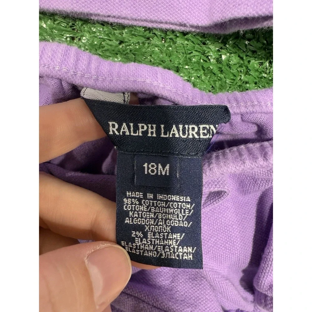 Ralph Lauren Purple Cotton Dress‎ with Matching Bloomers Baby Girl 18M